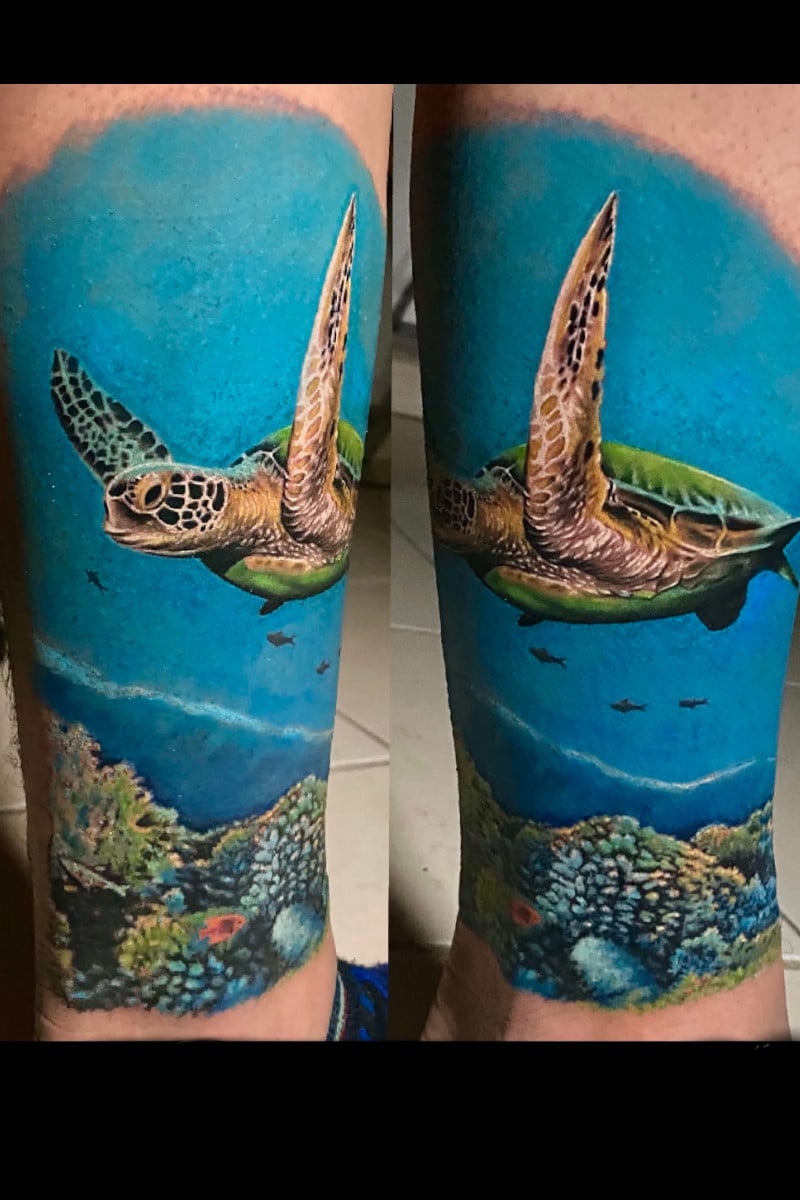 Tatuaje de tortugas marinas