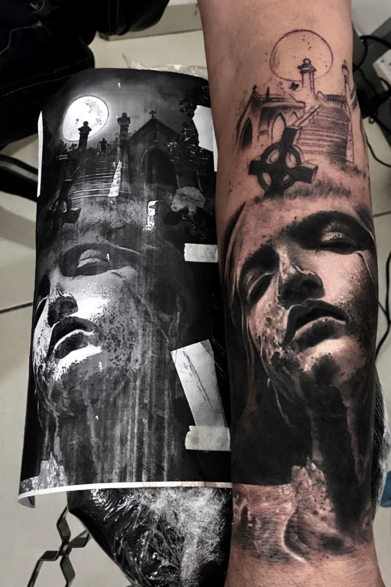 Tatuaje Cruz y Rostro
