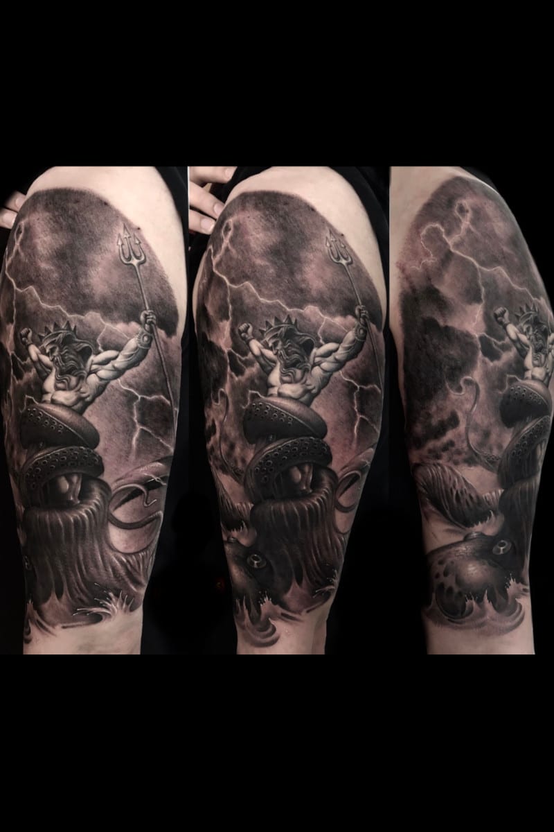Tatuaje Poseidón Kraken