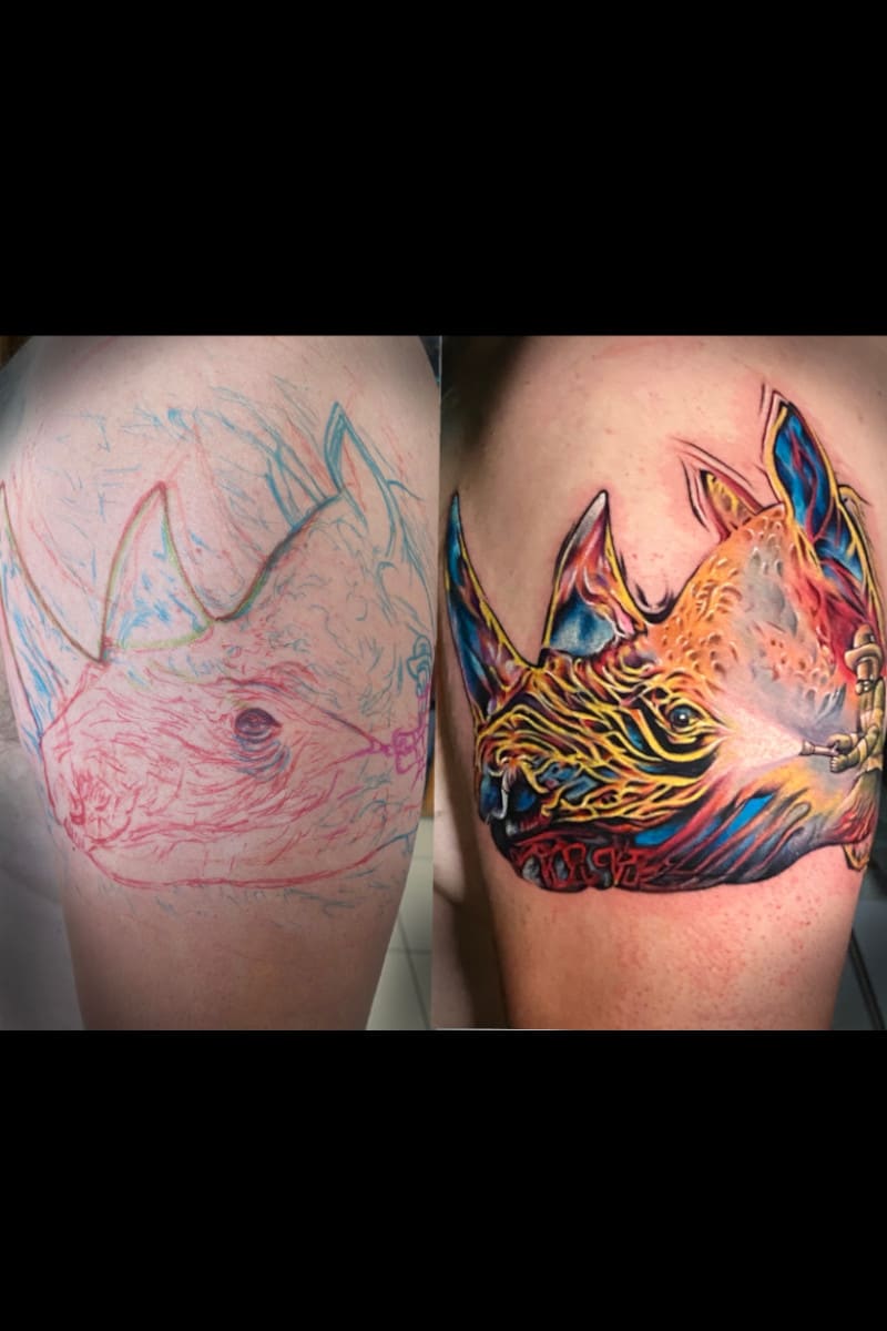 Tatuaje Rinoceronte - Antes y Después