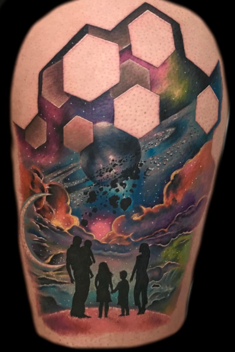 Tatuaje Familia Cósmica - Geometría Sagrada