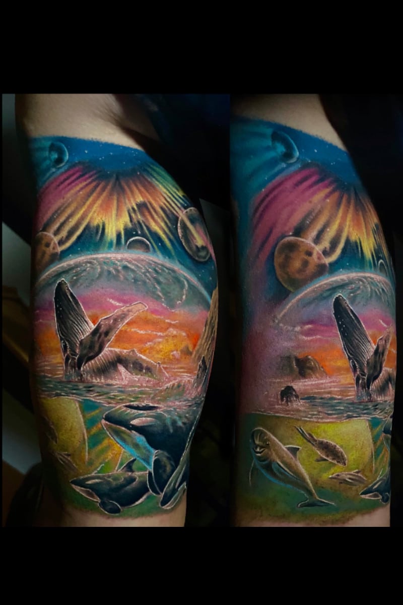 Tatuaje de Ballena - Planetas