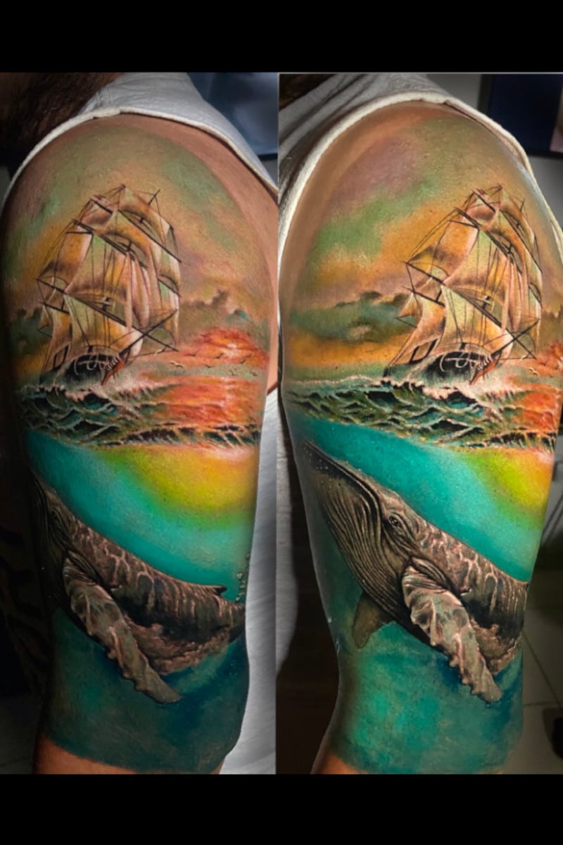Tatuaje Barco y Ballena