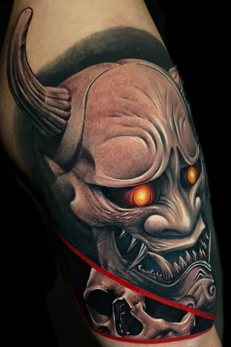 Tatuaje Demonio y Craneo
