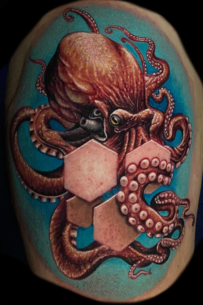 Tatuaje Pulpo Gemoetría Sagrada