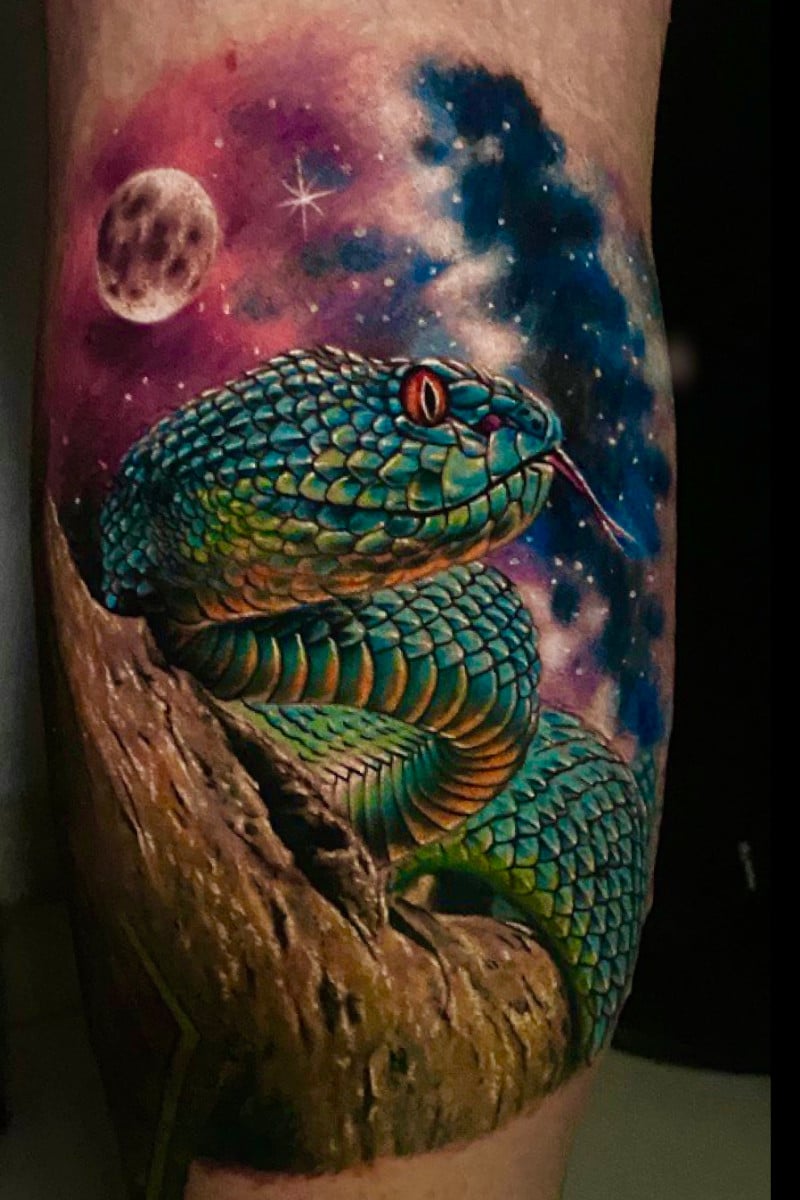 Tatuaje de Serpiente Cósmica