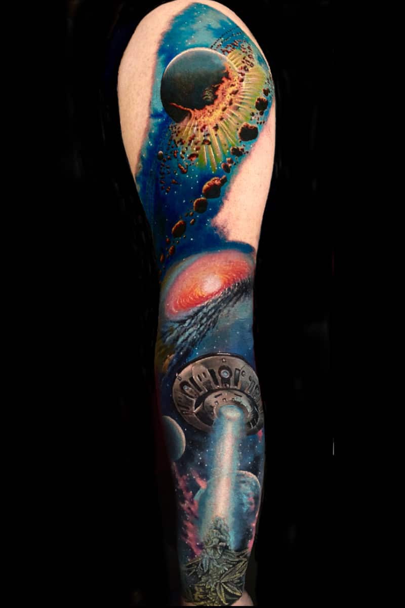 Tatuaje de Nave espacial con rocas