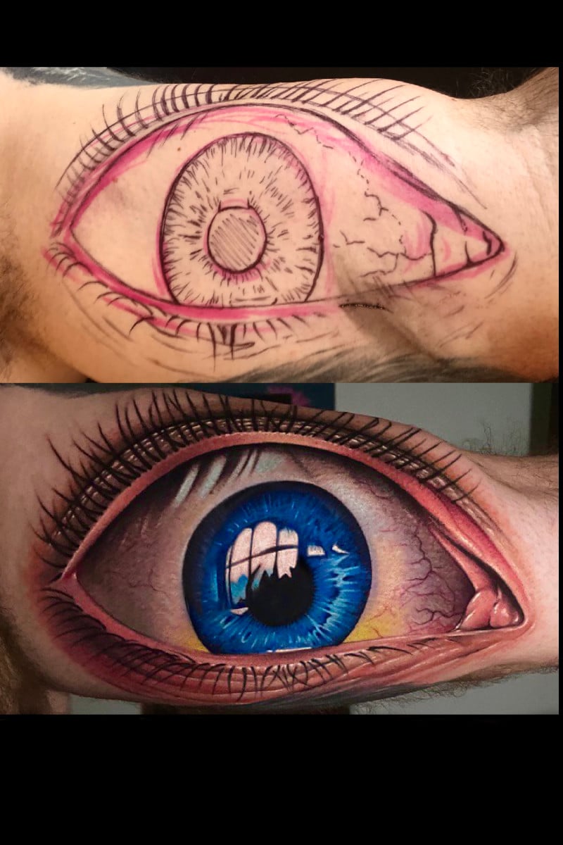 Tatuaje Ojo - Antes y Después